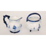 An early 20th Century miniature matched Royal Crown Derby milk jug and sugar bowl with hand painted