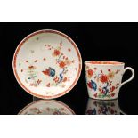 A late 18th Century Worcester coffee cup and saucer decorated in the Kakiemon palette Two Quail