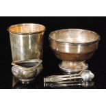 A mid 19th Century hallmarked silver beaker, French assay marks and makers mark for Cesar Tonnelier,
