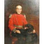 HUGH GOLDWIN RIVIERE (1869-1956) - Portrait of an army officer wearing scarlet dress tunic,