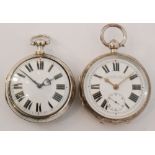 A George III hallmarked silver pair cased verge pocket watch ,