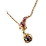 A late Victorian almandine garnet mounted serpent or snake necklet,