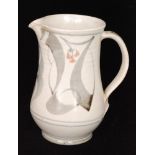 A mid 20th Century Aldermaston pottery jug decorated in the typical manner with grey glaze brush