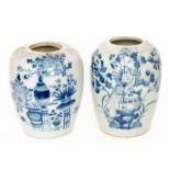 Two early 20th Century Chinese blue and white vases each of swollen form,