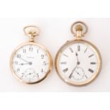 An early 20th Century gold plated quarter repeater open faced, crown wind pocket watch,