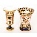 Two Royal Crown Derby Imari pattern posy vases,