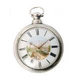 A Victorian hallmarked silver pair cased verge pocket watch,