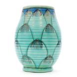 A 1930s Charlotte Rhead for Crown Ducal Turin pattern 2691 vase decorated with a tubelined repeat