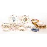 A collection of assorted 19th Century plates to include two transfer decorated with two ladies