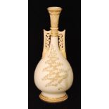 A large late 19th Century Royal Worcester blush ivory vase decorated with gilt and enamel ferns,