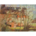 WAVENEY FREDERICK, RBSA (1911-1999) - 'Barn at Harvington Hall', pastel drawing, signed,