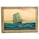 WILFRED KNOX (1884-1996) - The barque Pamir in a slight swell at sunset,oil on canvas,