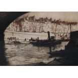 EDGAR CHAHINE (1874-1947) -'Quai de l'Hotel de Ville', etching, signed in pencil, framed,