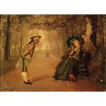 MANFRED TRAUTSCHOLD (GERMAN SCHOOL 19TH CENTURY) - A chance meeting, oil on panel,