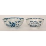 An 18th Century Worcester footed bowl decorated in the blue and white Rock Strata pattern,