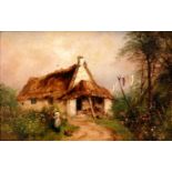 SARAH LOUISE KILPACK (CIRCA 1840-1909) - A cottage garden, oil on board, signed,