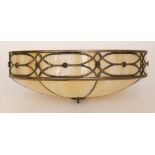 A later 20th Century ceiling light in the Art Deco style, complete with chains and bulb holder,