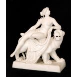 A 19th Century Minton Parian figure of Ariadne sat on a panther,