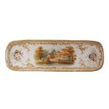 A mid 19th Century Coalport Porcelain pen tray decorated by Sparks of Worcester with a hand painted