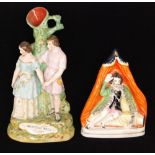 A 19th Century Staffordshire spill vase modelled as Jenny Marston as Perdita and Frederick Robinson