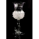 A large late 19th Century John Walsh Walsh posy vase in the form of a stylised thistle with applied