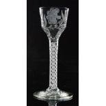 An 18th Century Jacobite drinking glass circa 1765,