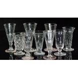 A collection of 18th Century and later drinking and table glasses to include moulded and cut
