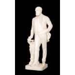 A 19th Century Minton Parian figure of Colin Minton Campbell stood holding a tazza which rests on a