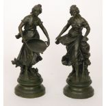 After Auguste Moreau - A pair of late 19th to early 20th Century French spelter rural figures,