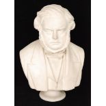 A 19th Century Adams & Co Parian bust of John Bright on a socle base,