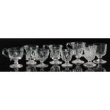 A collection of various 19th Century jelly glasses of pedestal form with applied loop handles and