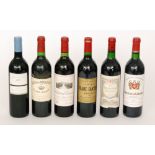 Six single bottles of red wine to include, Chateau Brane-Cantenac Margaux 1989,