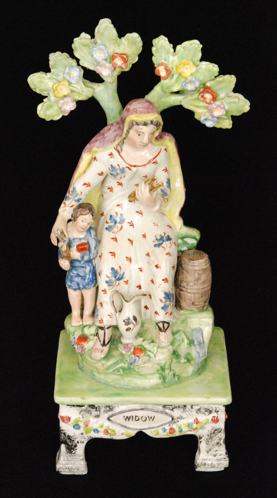 An early 19th Century Staffordshire figural pair modelled as Elijah and the Widow, - Image 3 of 3