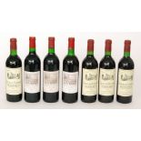 Three bottles of Chateau Plantey Pauillac 1985 red wine and four bottles of Chateau Coudert Saint