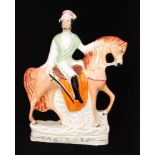 A 19th Century Staffordshire equestrian figure modelled as Garibaldi sat on his horse, unmarked,