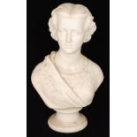 A 19th Century Copeland Art Union Parian bust of Princess Alexandra (with earrings) modelled by F.