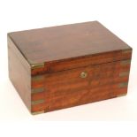 A 19th Century brass mounted mahogany dressing table box, lacking interior,