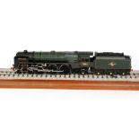 A 2 " gauge model of the 4-6-2 locomotive Dornock Firth No 70054 with tender in green livery by the