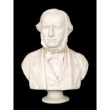 A 19th Century Adams & Co Parian bust of Gladstone on a socle base,