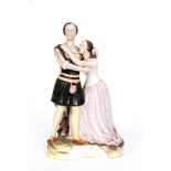 A 19th Century Staffordshire figure modelled as Susan and Charlotte Cushman playing Romeo and