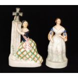 Two 19th Century Staffordshire theatrical figures of Jenny Lind, the first as Lind playing Alice,