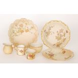 Seven pieces of assorted late 19th and early 20th Century Royal Worcester blush ivory comprising a