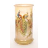 An early 20th Century Royal Worcester spill vase decorated by Austin with hand painted pheasants