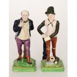 Two mid 19th Century Dudson, Staffordshire figures modelled as Sam Weller and Pickwick, unmarked,