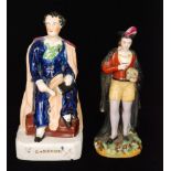 Two 19th Century Staffordshire portrait figures, the first modelled as Lord Byron,