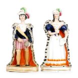 Two 19th Century Staffordshire theatrical figures modelled as Mrs Siddons as Lady Macbeth and John