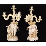 A pair of late 19th to early 20th Century continental four sconce candelabra,
