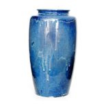 Ruskin Pottery - A large souffle glaze vase of high shouldered form with a roll rim collar neck,