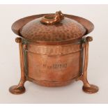 William Soutter and Sons - An Arts and Crafts copper box of cauldron form with plain body and