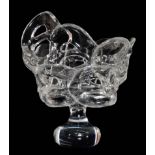 Per Lutken - Holmegaard - A large clear crystal bowl with a domed foot rising to a waisted stem and